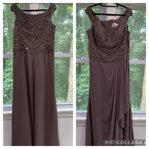 Montage by MonCheri V neck shoulder gown - Picture 3 of 8